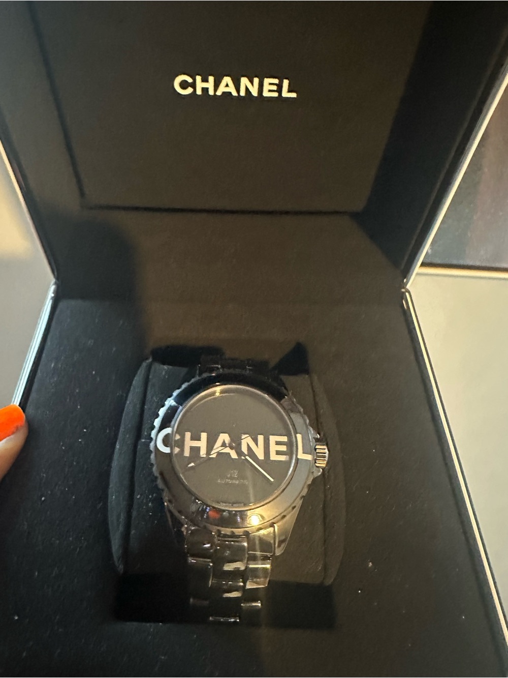 CHANEL J12 Wanted Unisex Black Ceramic Bracelet Watch with Logo Dial